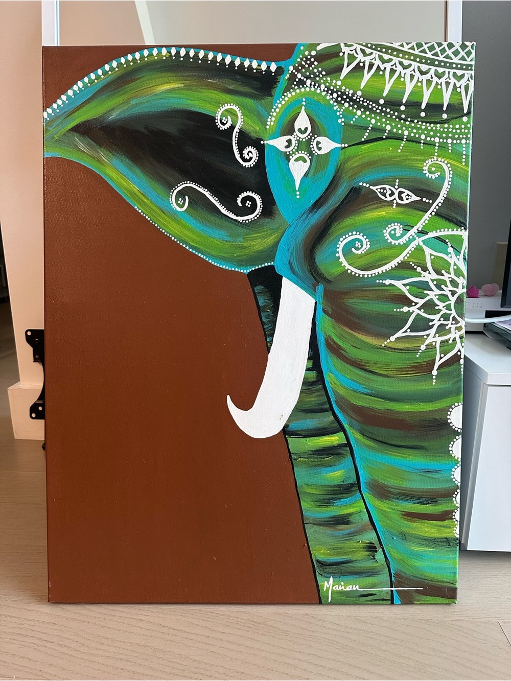 Original Spanish Elephant Artwork – Hand-Painted & Signed